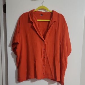 Women's Orange Old Navy Button-Up Top